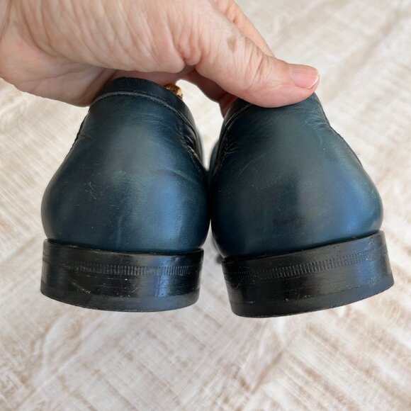 Salvatore Ferragamo Men's Dark Blue Leather Horse Bit Penny Loafer Size 10 1/2 D - Picture 11 of 13